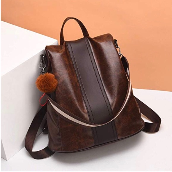 anti theft backpack leather